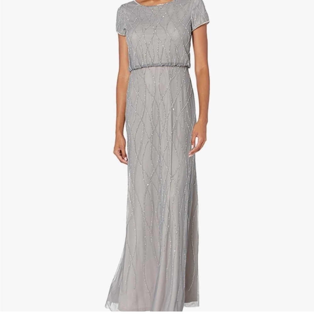 Papell platinum formal beaded gown